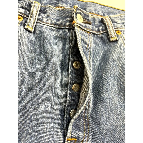 Levi's 501 Button-Fly Jeans Mens W36 L32 VTG Blue Denim Classic Fit - Picture 4 of 11